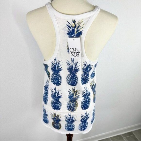 NEW Chaser Indigo Pineapples Racerback Graphic Tee Tank Size M - Picture 2 of 8